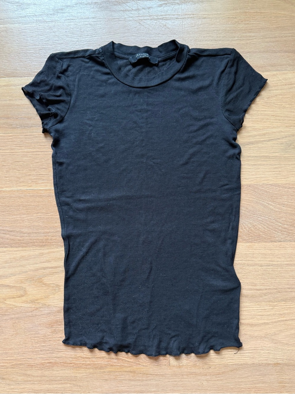 AllSaints Black Ribbed Short-Sleeve Tee